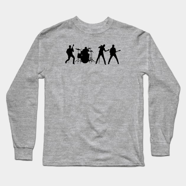 Rock Band Silhouette Long Sleeve T-Shirt by NeilGlover